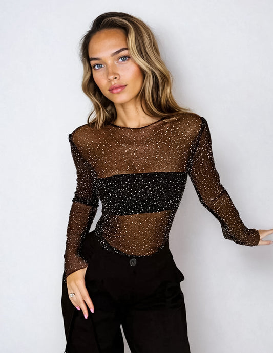 Transparentes Glitzer-Oberteil mit Tube Top