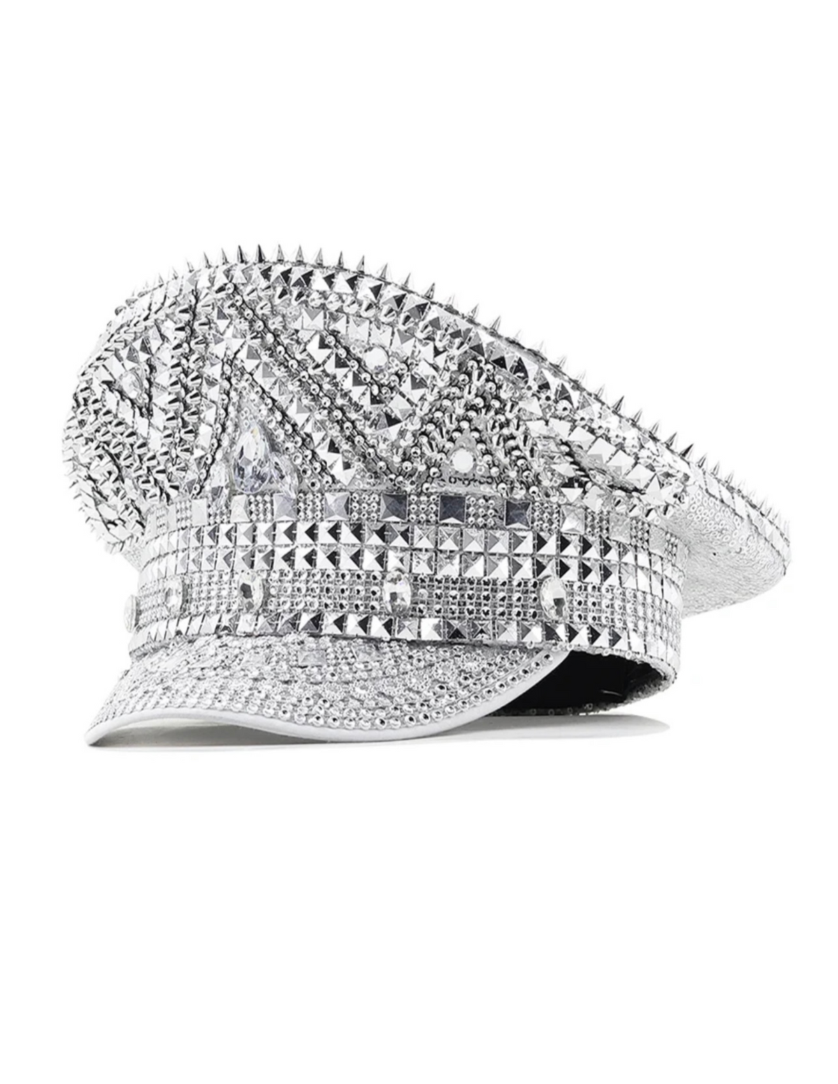 Captains Hat in Silber mit Strass