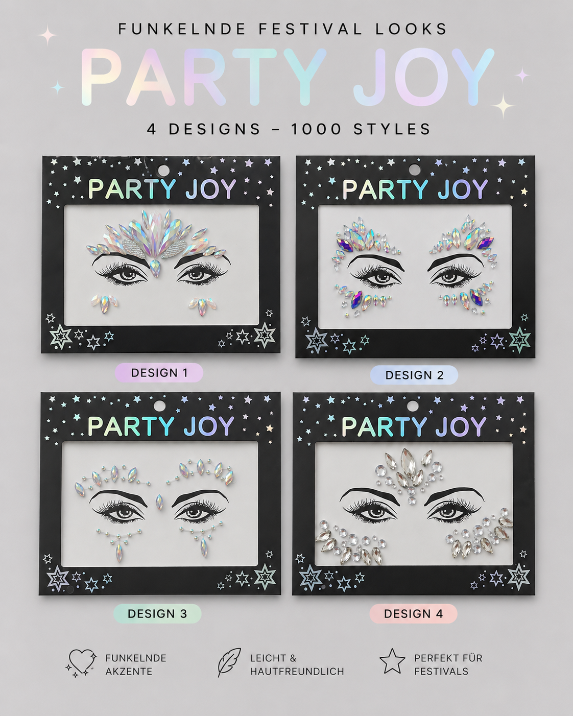 Festival Face Jewels – Selbstklebende Glitzersteine