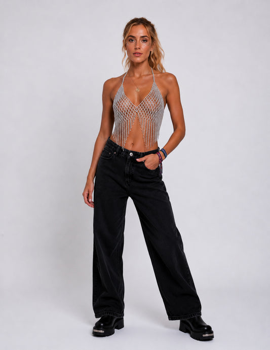Festival Strass Fransen Top