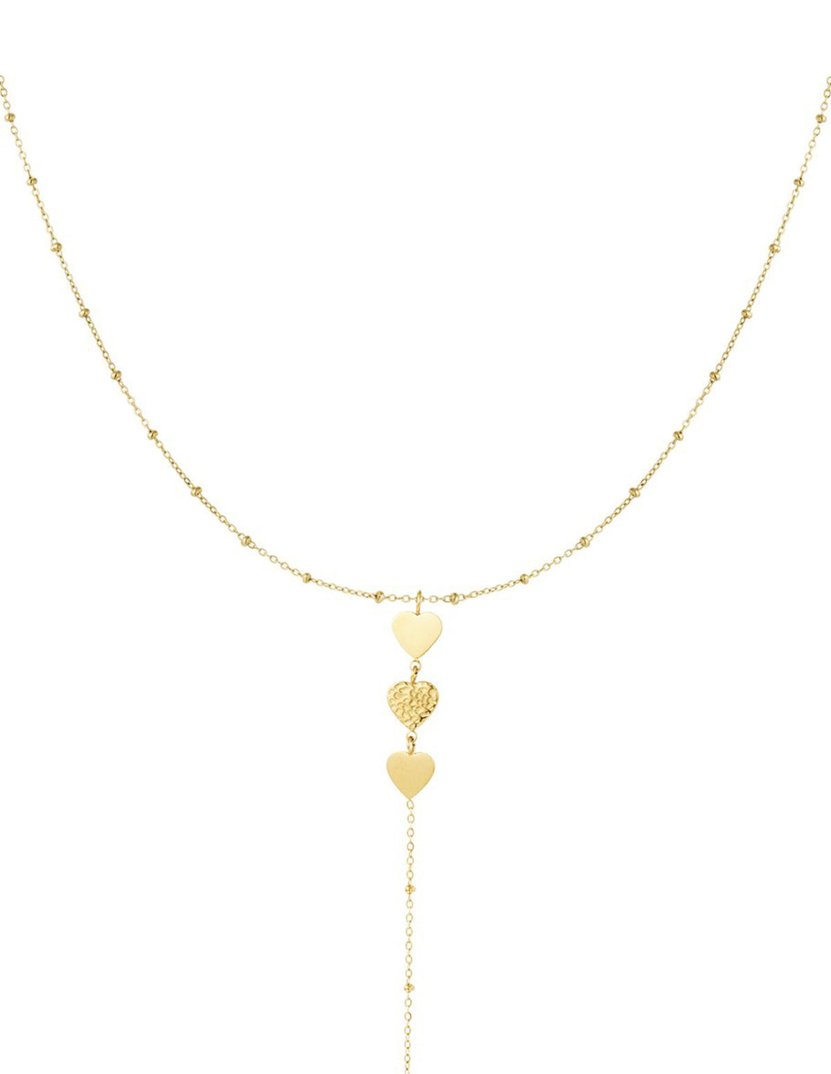 Goldene Halskette mit drei Herzen
