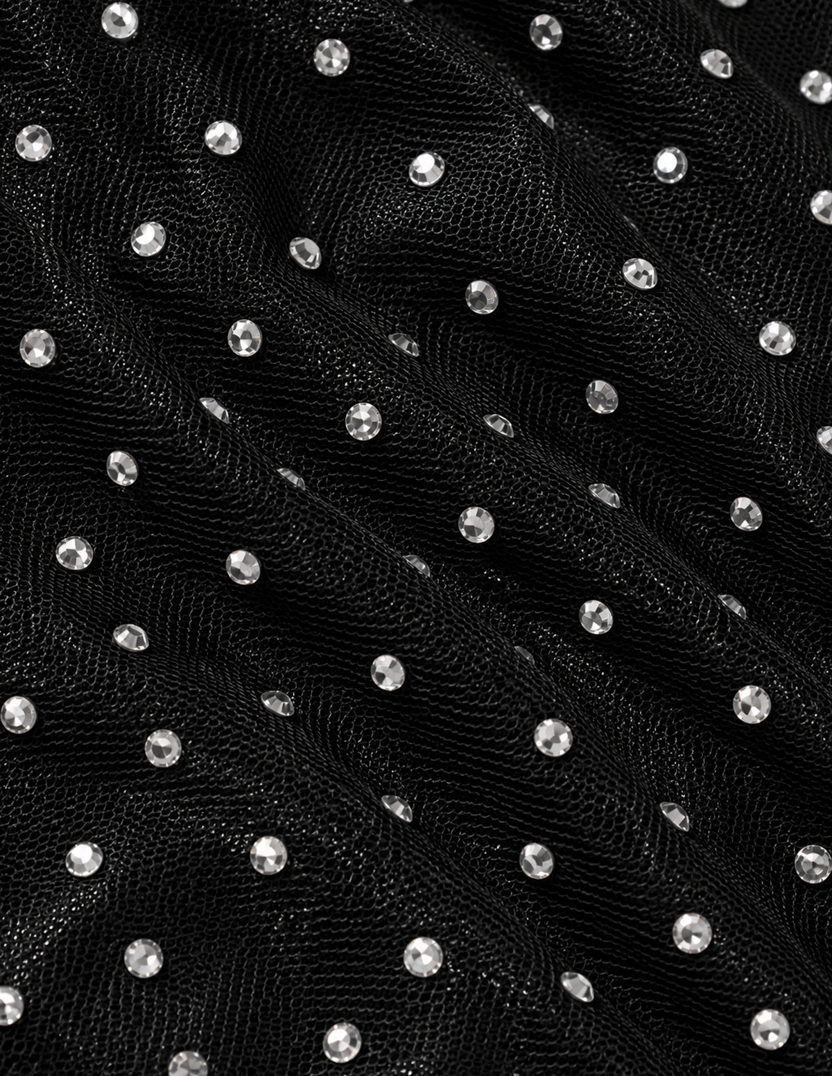 Schwarzer Mesh Body mit Strasssteinen