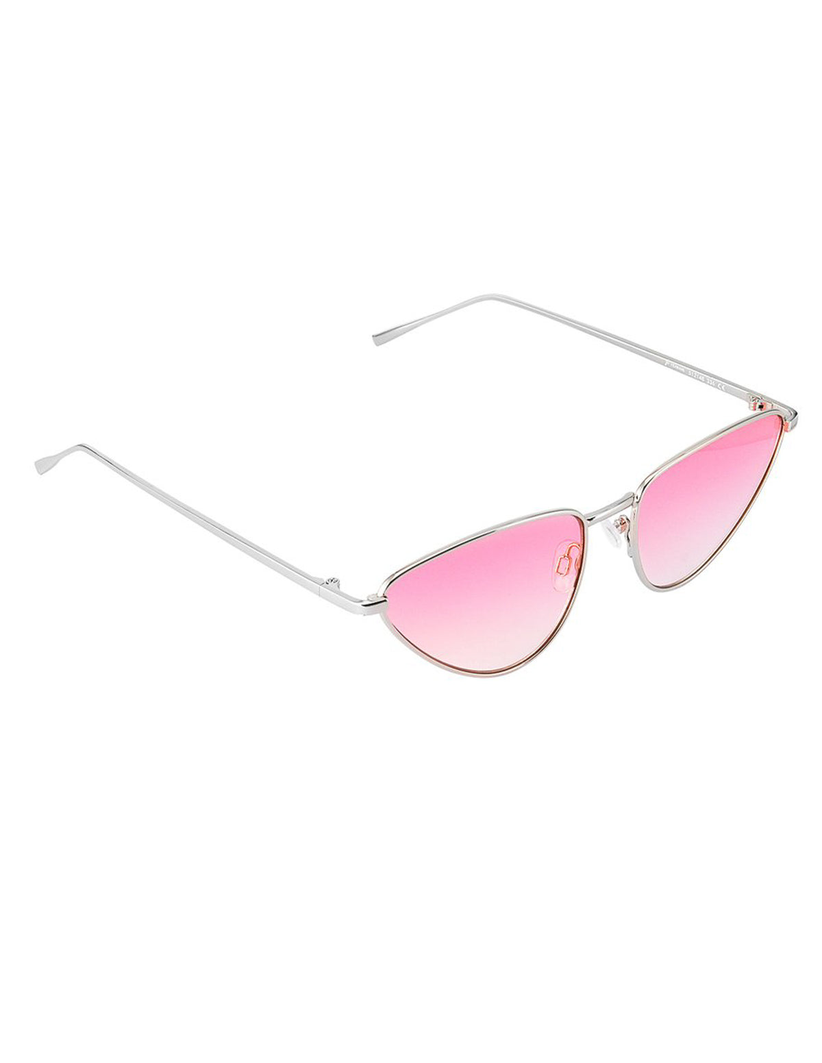 Cat-Eye Sonnenbrille mit pinken Gläsern und Silberrahmen