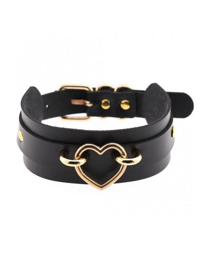 Choker in Schwarz mit goldenem Herz