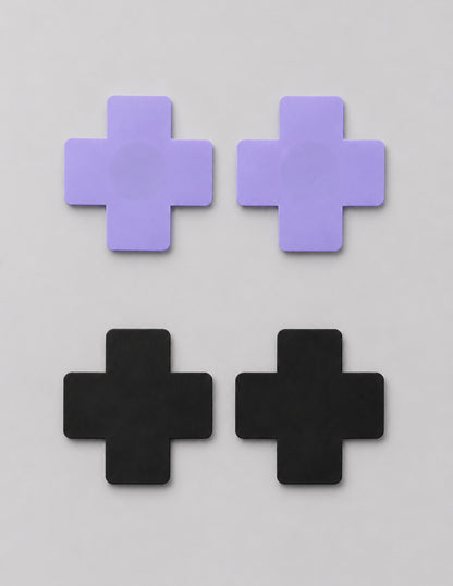 Nippel Cover Kreuz schwarz oder lila