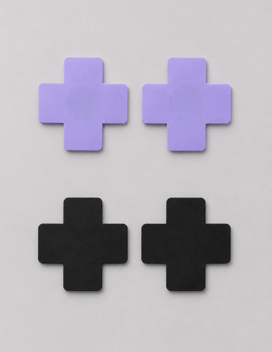 Nippel Cover Kreuz schwarz oder lila